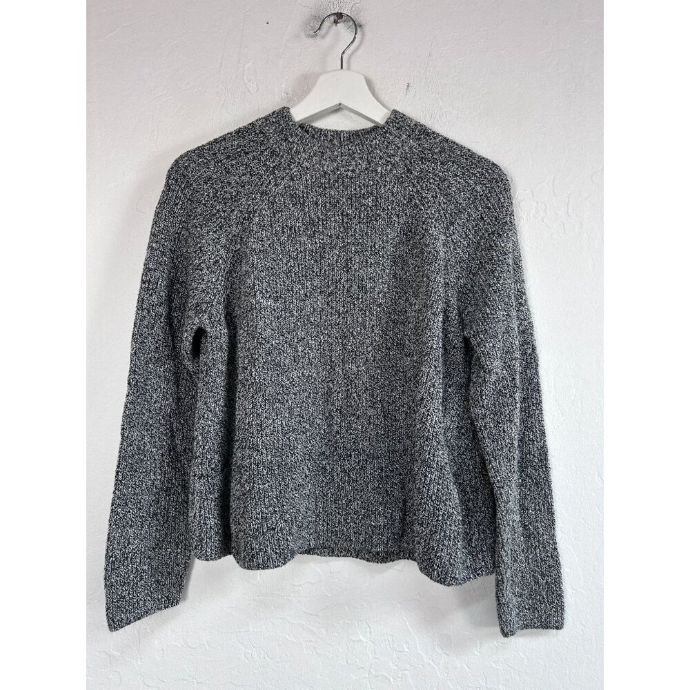 Eileen Fisher Womens Crewneck Two-Tone Sweater Medium Marled Knit Black/White